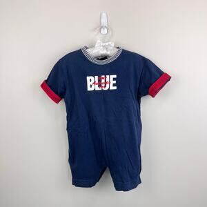 Vintage Children's Place Tiny Tee Authentic Blue Shortall Romper 12-18 Months